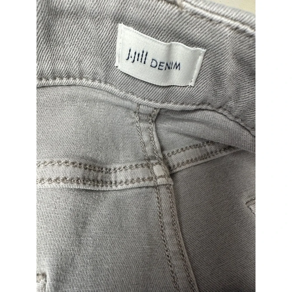 J.Jill Womens High Rise Cropped Pull On Jeans 14P Grey Stretch Denim Capri Pants